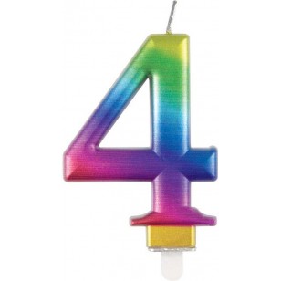Metallic Rainbow Number 4 Age Candle 